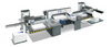 Línea de corte de papel automático con carga, levantador, corredor, corte y máquina de descarga.